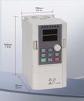 VFD 5.5kW 7.5HP 380V Inverter Drive with dimensions and control panel visible