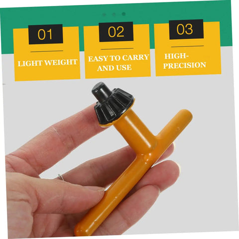 Heavy Duty 4 Piece Drill Press Chuck Key Replacement Set With Ergonomic Non Slip Rubber Handles For 10mm 13mm 16mm 20mm Electric Drill No Sweat Grip Setup, yellow chuck key in hand