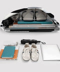 Black And White Piano Key Grid Print Drawstring Gym Bag For Men And Women Dope Unisex Fitness Sack with shoes and laptop.