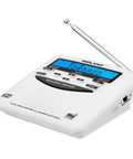 WR120B NOAA Emergency Weather Alert Radio With Localized Programming, trilingual display showing 'Tornado' alert