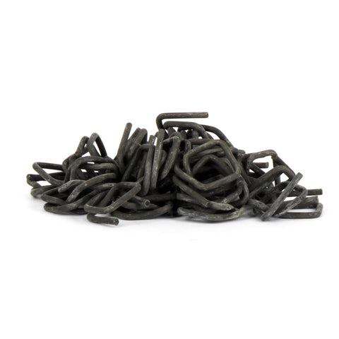 Heavy Duty Manual Banding Strapping Kit Featuring 985 Feet Of 3/4 Inch Woven Cord And 200 Phosphated Metal Buckles showing metal buckles pile for securing cargo.