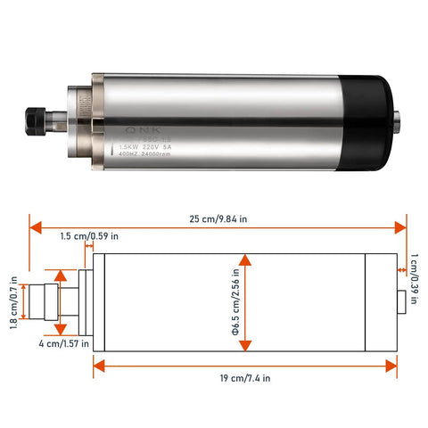 CNC Spindle Motor Kit One Point Five Kilowatt 220V Air Cooled Spindle With VFD Inverter 400Hz 24000RPM ER11 Collet Set