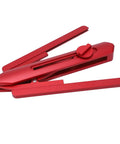 Slick Foldable Miter Saw Angle Duplicator And 180 Degree Protractor Heavy Duty Aluminum Alloy Woodworking Gauge in red, folded for easy storage