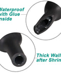 Close-up of black Waterproof Heat Shrink Tubing Kit Three To One Dual Wall Adhesive Marine Grade showing thick wall and glue inside.