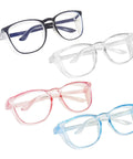 4 Pack Safety Glasses Anti Fog Clear Goggles With Side Shields For Men Women Nurses And Adults shown in four colors.