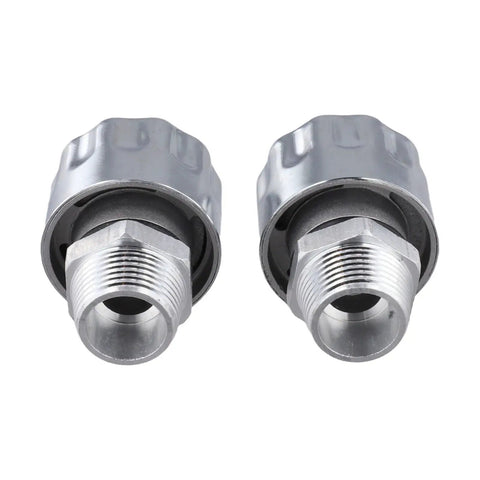 Close-up of 2-Pack NPT Threaded Breather Cap Reducer With 40 Micron Oil Filter For Gear Tanks, showcasing steel construction.