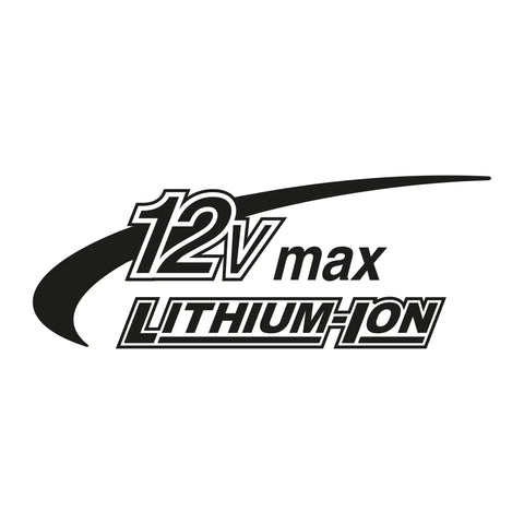 12V max lithium-ion logo representing battery compatibility for Heavy Duty Cordless Laser Level With Self Leveling Cross Line And Bright Green Beam For Construction Projects That Works Like A Charm Up To 115 Feet Range Paired With 12V CXT Battery System Tool Only Pro Grade Layout Solution.
