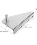 Refrigerator Door Hinge Set 2 Pack Metal With Noise Reducing Caps, showing side view, precise 1.38 inch spacing measurements visible
