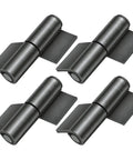 Top Shelf Heavy Duty Flag Shaped Hinges Built Tough With 4.2mm Solid Steel For Smooth Swinging Motion On House Garage And Trailer Doors Quick Install Four Pack displayed in a close-up view.