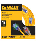 Heavy Duty 100 Foot 12/3 SJTW Lighted Outdoor Extension Cord Built Tough Waterproof Weatherproof Industrial Strength Plug