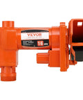 Heavy Duty 12V DC Fuel Transfer Pump 16 GPM Gasoline Extractor Kit For Tractors in bright orange cast iron housing.