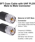 PL259 25Ft RG8 UHF Male To Male Coax Cable connectors with copper-nickel plating and brass gold-plated inner needle