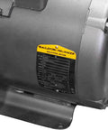 7.5 HP Electric Motor For Compressors, 1725 RPM, 208-230V 31A, NEMA 215T, motor label close-up