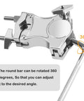 Heavy-Duty L-Rod Cowbell Mount For Drum Set, Zinc Alloy Cymbal Clamp With 360 Degree Adjustability, Rust-Resistant Durable Hardware For Studio, Stage And Practice, chrome clamp with L-rod