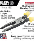 Workhorse Needle Nose Pliers With Long Reach For Crimping, Cutting, Stripping And Looping Wire, Made In USA, close-up