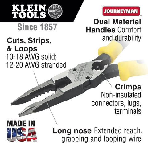 Workhorse Needle Nose Pliers With Long Reach For Crimping, Cutting, Stripping And Looping Wire, Made In USA, close-up