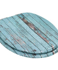 Built Tough Smooth Soft Close Toilet Seat Set Featuring Rustic MDF Wood Finish And Rock Solid Zinc Hinges For Quick No Sweat Bathroom Refresh Upgrade - Close-up view of rustic wood design.