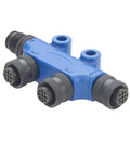 NMEA 2000 N2K T Connector Micro C M12 Backbone Tee Splitter 2 Port IP67 Waterproof Heavy Duty Marine Boat Tee in blue