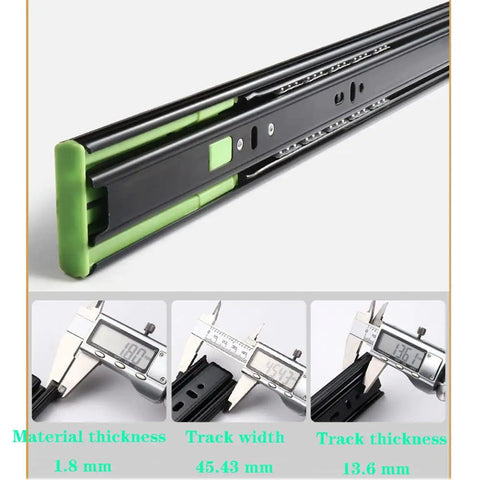 Soft Close Drawer Slides Three Section Full Extension Ball Bearing Side Mount Hardware in Steel for 12 Inch Drawers