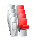 Ultra Thin Magnetic Cabinet Catch 4 Pack Silver, red and silver magnetic door latch set showing adhesive backing and durable finish