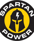 Spartan Power logo featuring a stylized helmet in black and yellow with lightning bolt, circle design.