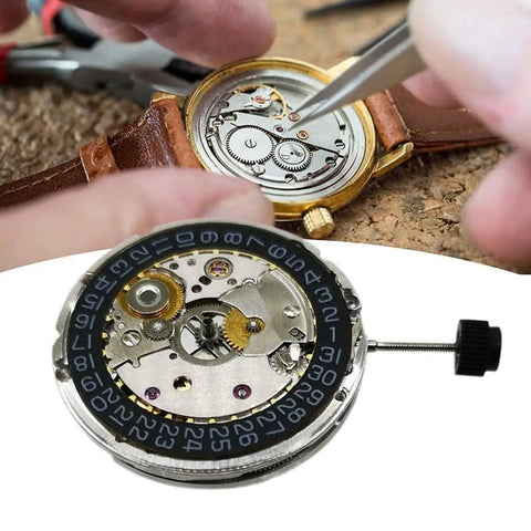 High Precision Automatic Mechanical Watch Movement 2824 2 Replacement Part With Black Calendar At 3 O Clock Durable Metal Build