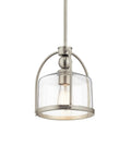 One Light Mini Pendant In Brushed Nickel, Cool Modern Steel Fixture For Kitchen Islands, Bars, And Dining Areas, Easy Install.
