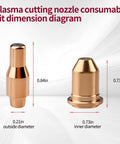 Dimensions of 20 Pack Plasma Cutter Consumables Kit For Titanium 45 IPT45 45A Torch 10 Electrodes 56576 And 10 Nozzle Tips 56811