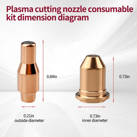 Dimensions of 20 Pack Plasma Cutter Consumables Kit For Titanium 45 IPT45 45A Torch 10 Electrodes 56576 And 10 Nozzle Tips 56811