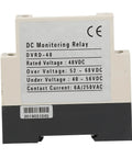 Front view of Voltage Monitoring Relay For Single Phase Systems With Adjustable Over Voltage And Under Voltage Protection, 35mm DIN Rail Mount, DC 48V.