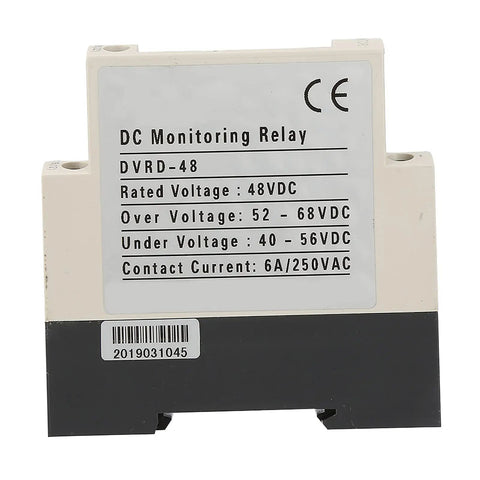 Front view of Voltage Monitoring Relay For Single Phase Systems With Adjustable Over Voltage And Under Voltage Protection, 35mm DIN Rail Mount, DC 48V.