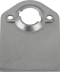 Heavy Duty Steel Quarter Turn Fastener Spring Plates For 5 16 Fasteners And One Inch Springs Universal Race Car Panel Mounting Hardware That Locks Down Tough Sold As Pack Of Ten close-up view of spring plate with hole.