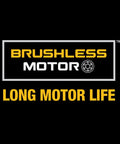 Brushless motor long motor life logo highlighting durability and efficiency of the Brushless 20V Max Cordless Circular Saw With 6-1/2-Inch Blade.
