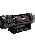 1 To 18 Scale Turbofan Engine Model Kit With Functional Jet Engine And 3D Printed Components Plus LED Light For Ultra Realistic Aircraft Simulation And STEM Education 50 Piece Set, cutaway view on stand