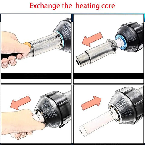 Steps to exchange heating core on 1600W Hot Air Welder Gun for PVC and Vinyl Portable Plastic Welding Tool