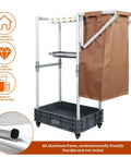 Heavy Duty Mobile Housekeeping Cart With Slick Rolling Wheels Built In Storage Shelves And Solid Broom Mop Holder with aluminum frame.