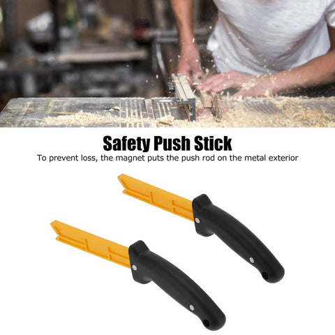 Heavy Duty Magnetic Woodworking Push Stick Set With Super Grippy Handle And Strong Magnet for safe cutting on table saws.