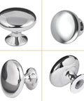 Sleek Polished Chrome Cabinet Knobs 4 Pack Round Mushroom Drawer Handles, 30mm Diameter, Zinc Alloy, Includes M4 Screws, Front Thickness About 25mm Fit, No Fuss Kitchen Upgrade for Cabinets and Furniture polished chrome round knob set, front and side views
