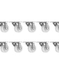 Rcniso 10 Pack White PP Universal Casters Wheels featuring smooth 360 degree rotation, ideal for cabinet and furniture movement.