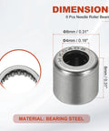 4x8x8 mm Needle Roller Bearings 6Pcs Set In Steel Full Complement Drawn Cup Open End For Gearbox Replacement