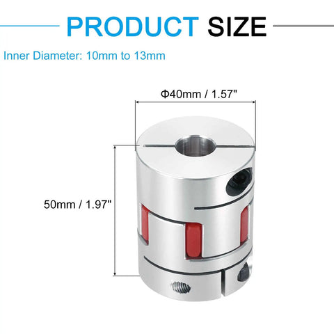 Beefy Aluminum Shaft Coupling 10mm To 13mm Flexible Spider Coupling L50mm By D40mm Coupler Jaw Spider Shaft Joint Connector