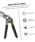 Manual Metal Bender Tool With Straight Jaw Hand Seamer Non Slip Grip For Bending And Flattening Sheet Metal In Light Keel And Construction Projects The Go To Workhorse For Quick Reliable Metalworking tool with text showcasing features