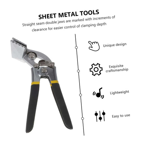 Manual Metal Bender Tool With Straight Jaw Hand Seamer Non Slip Grip For Bending And Flattening Sheet Metal In Light Keel And Construction Projects The Go To Workhorse For Quick Reliable Metalworking tool with text showcasing features
