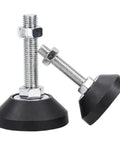 Top Shelf Adjustable Furniture Levelers With Swivel Glide Caps To Knock Out Wobble And Keep Tables Chairs Cabinets And Dining Sets Rock Solid On Uneven Floors M8 M10 Thread, featuring metallic threaded stems and rubber bases.