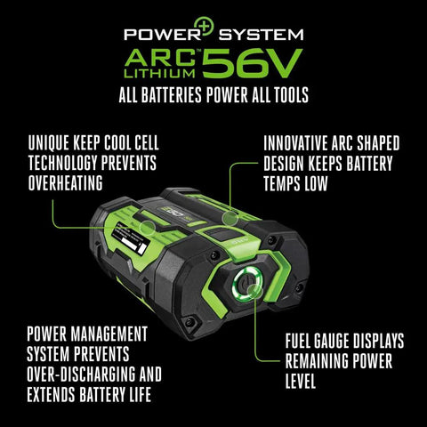 Bulletproof 56V Replacement Lithium Ion Battery 25 Amp Hour Capacity With Arc Lithium Thermal Management and Intelligent Cell Optimization For Rugged Outdoor Power Equipment And Garden Tools To Crush Yard Work Without Breaking A Sweat showing battery design and features.