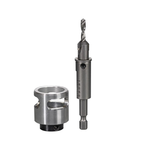 Built Like A Tank Carbide Tipped Countersink Bit With 82 Degree Angle 3/8 Cutting Face 3/32 Drill Point And Revolving Depth Stop Guide.