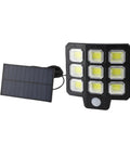 Eminchu Solar Flood Light for Patio Yard, 240 LED with solar panel, showcasing 240 LEDs for outdoor lighting.