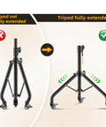 Adjustable Work Table And Tool Cart On Wheels For Garage setup showing tripod not fully extended vs fully extended