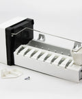 Replacement Icemaker For Maytag And Kenmore Fridges Plug And Play Swap No Fuss Aftermarket Part Compatible With MZD2665HEB PSD262LHEW GX5SHDXVQ00 And Sears 59650692000 Ice Cube Maker, white plastic with metal arm