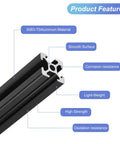 Beefy 2020 T Slot Aluminum Extrusion 100mm Black European Standard Anodized Linear Rail Kit for 3D Printers and Laser Engraving Machines 10 Pcs Pack Ready To Install, 6063-T5 aluminum profile close-up